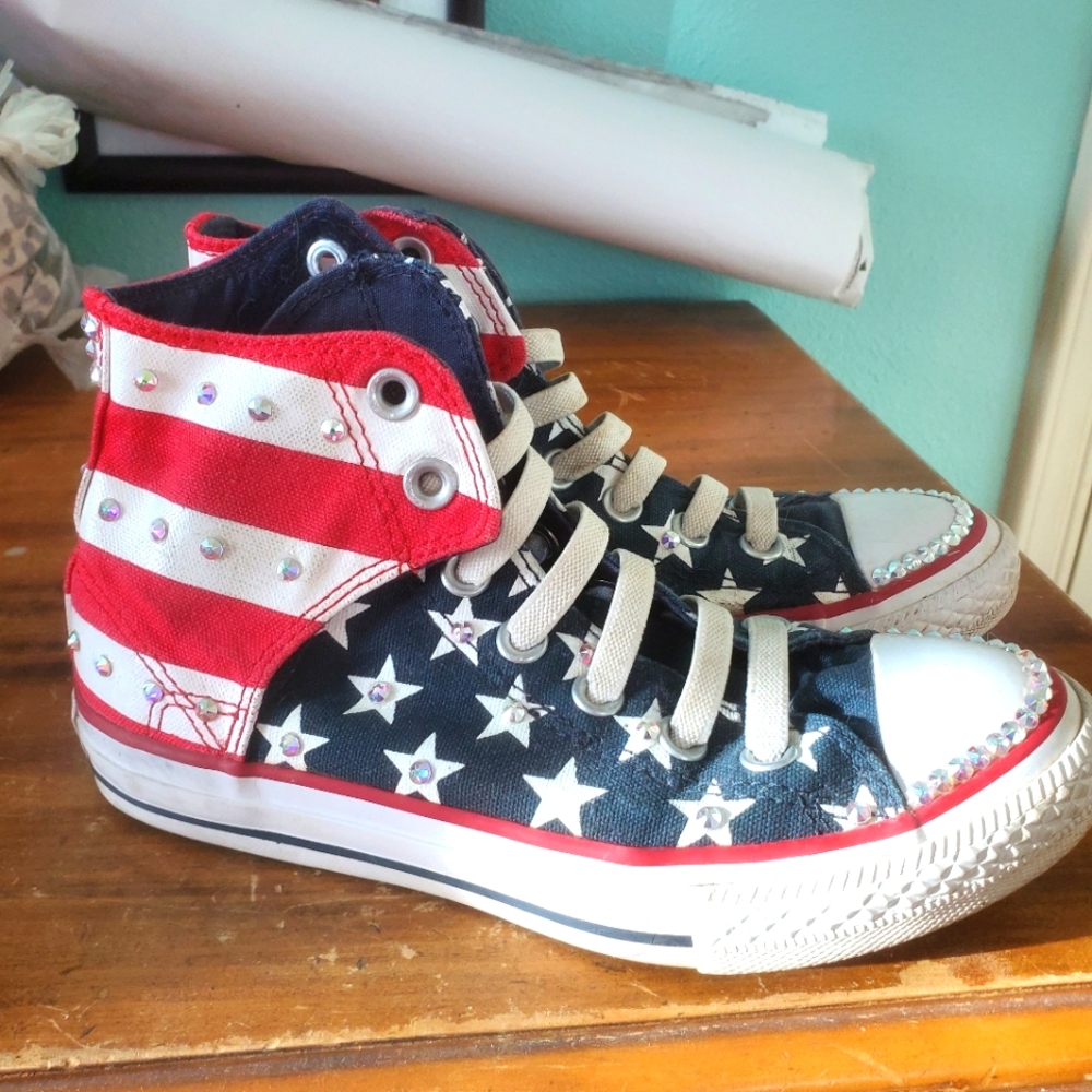 Converse Patriotic, American Rhinestone bling